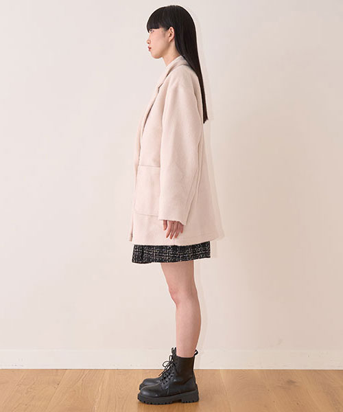 フェイクウールジャケットコート【韓国ファッション】 | Mi-je（ミジェ）