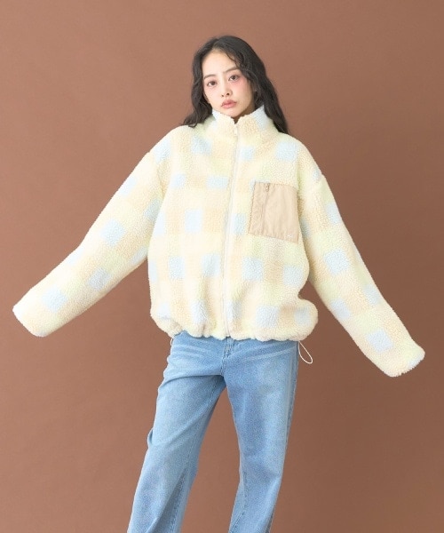 柄ボアブルゾン【韓国ファッション】 | Mi-je（ミジェ）