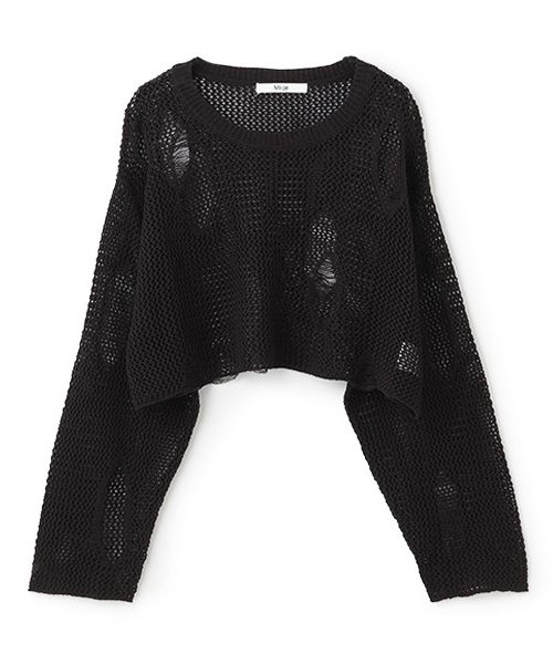black damage mesh knit ダメージ メッシュ ニット 黒 ダメージメッシュニット【韓国ファッション】 | Mi-je（ミジェ）