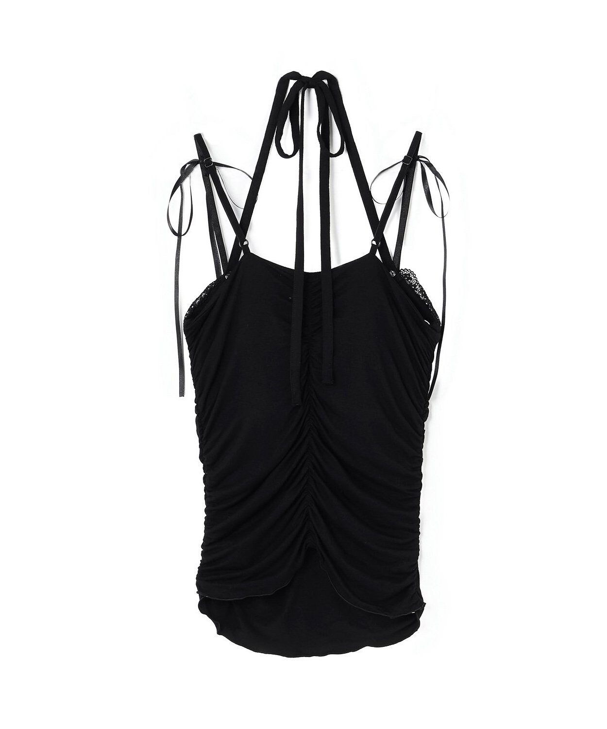 肩リボンギャザーキャミソール【韓国ファッション】 | Mi-je（ミジェ）