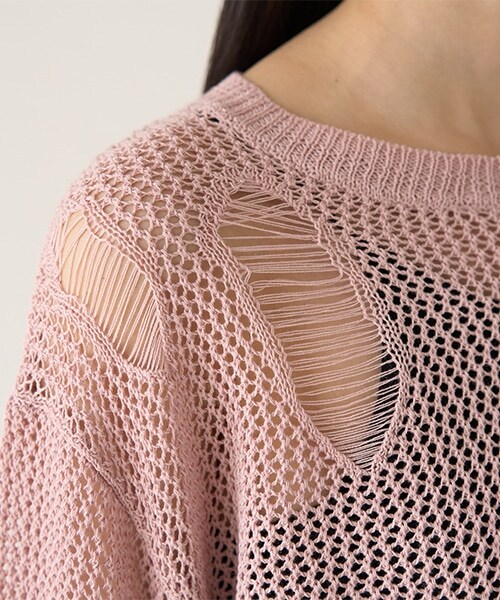 ダメージメッシュニット【韓国ファッション】 | Mi-je（ミジェ）