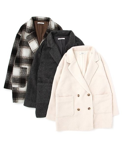 フェイクウールジャケットコート【韓国ファッション】 | Mi-je（ミジェ）