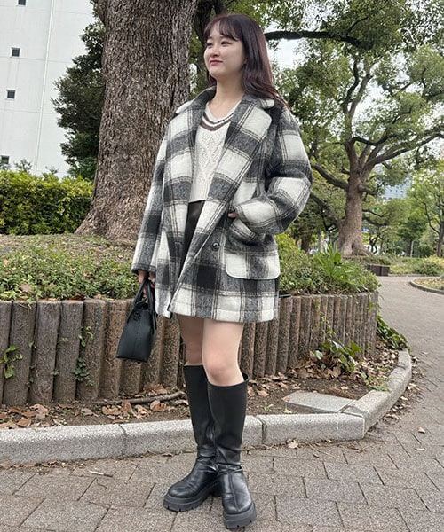 フェイクウールジャケットコート【韓国ファッション】 | Mi-je（ミジェ）