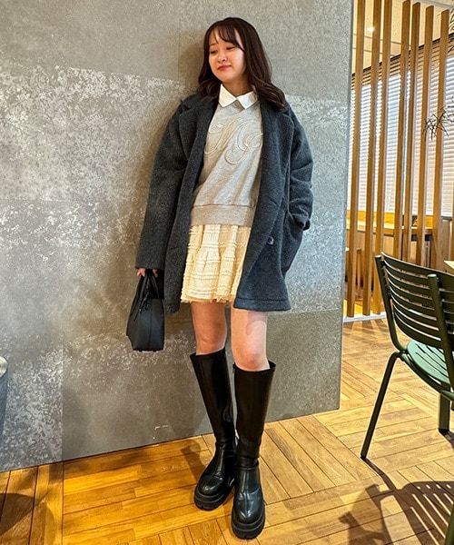 フェイクウールジャケットコート【韓国ファッション】 | Mi-je（ミジェ）