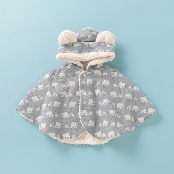 オーガニックコットン 裏ボア ジャカードマント【日本製】