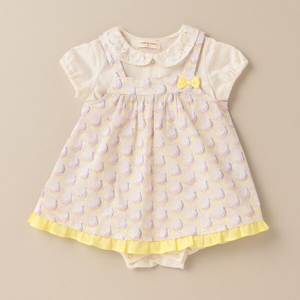 オーガニックコットン ピーコックエプロン付ロンパース【日本製】