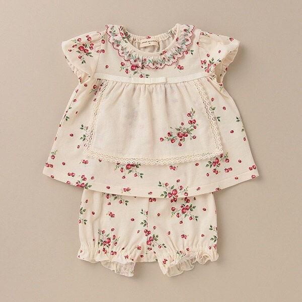 オーガニックコットン ポリジン 野イチゴベビースーツ【日本製】