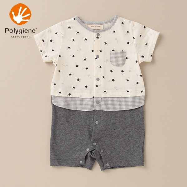 オーガニックコットン ポリジン シルバースターショートオール【日本製】