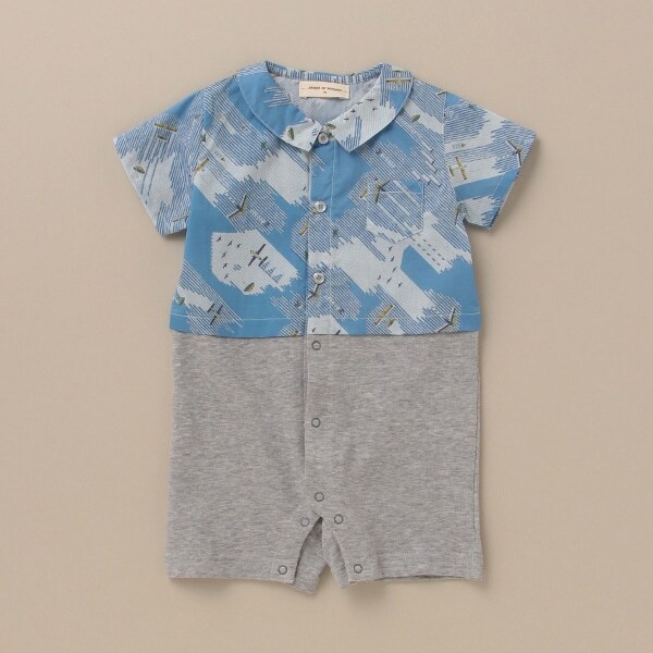 【リバティファブリック】リバティプリント スカイ半袖ショートオール【日本製】