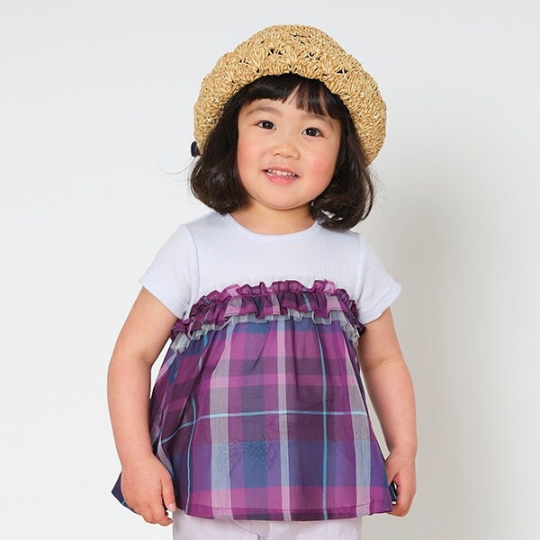 エアリーチェックチュニックTシャツ【日本製】