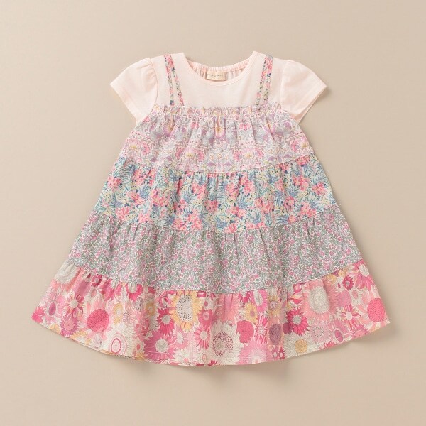 リバティプリントパッチワークワンピース【日本製】