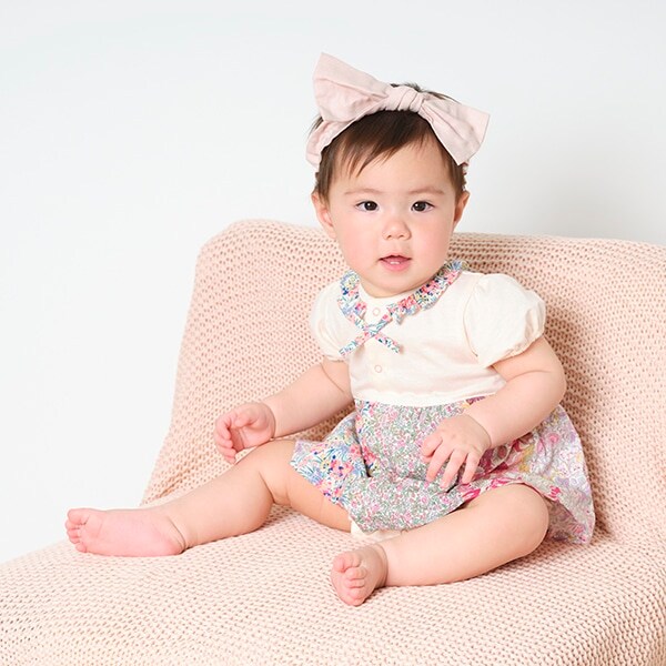 リバティパッチワークロンパース【日本製】