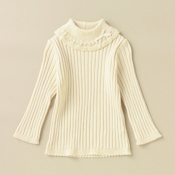 フリル衿リブセーター【日本製】