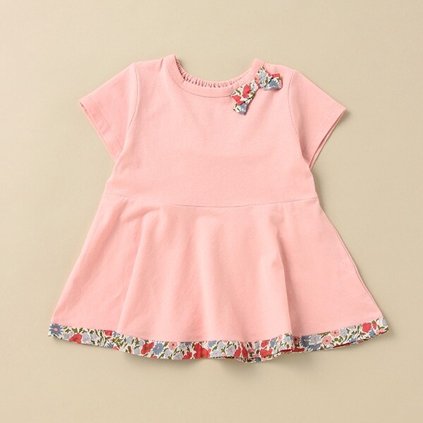 オーガニックリバティファブリックリボンペプラムチュニック