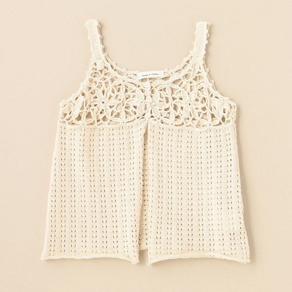 オーガニック編モチーフ透かしジレ