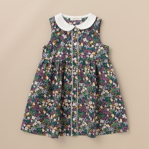 小花柄前開きワンピース