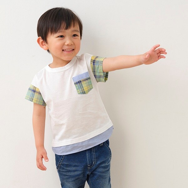 マドラスチェックレイヤードTシャツ【日本製】