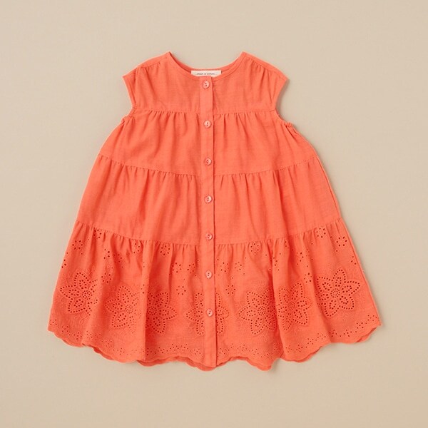 裾エンブロイダリーレースティアードワンピース