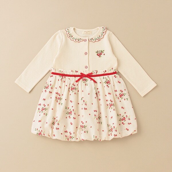 野イチゴ長袖ワンピース【日本製】