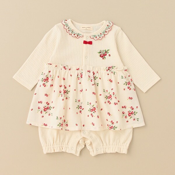 野イチゴ長袖ロンパース【日本製】