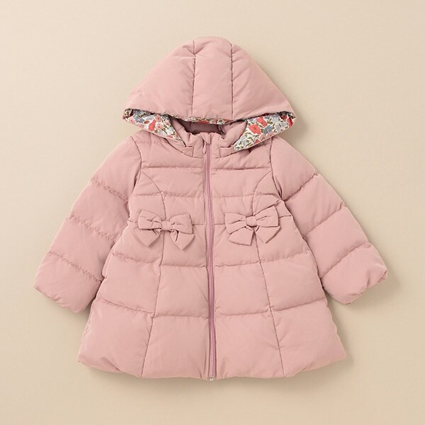 ダウン入りリボンロングコート