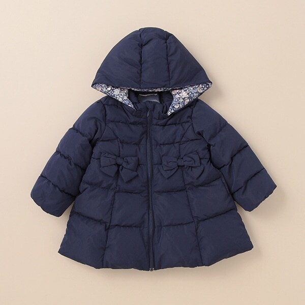 ダウン入りリボンロングコート