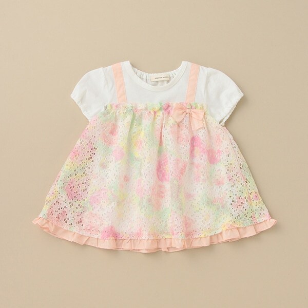 フラワーレースドッキングチュニック【日本製】