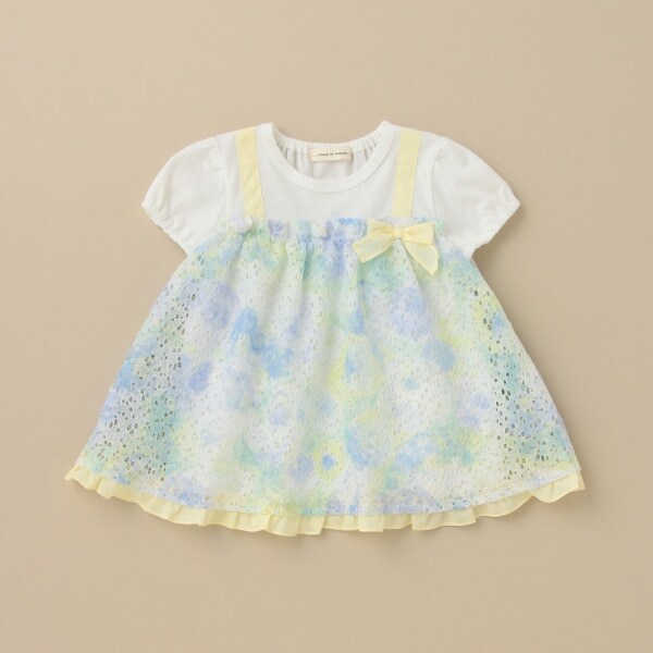 フラワーレースドッキングチュニック【日本製】