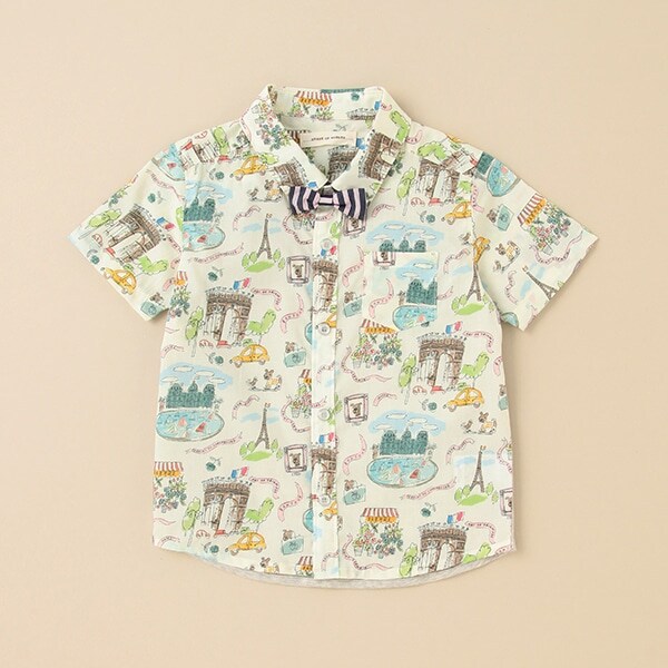 ボンジュール蝶タイつきシャツ【日本製】