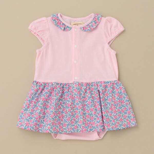 小花柄スカートつきロンパース