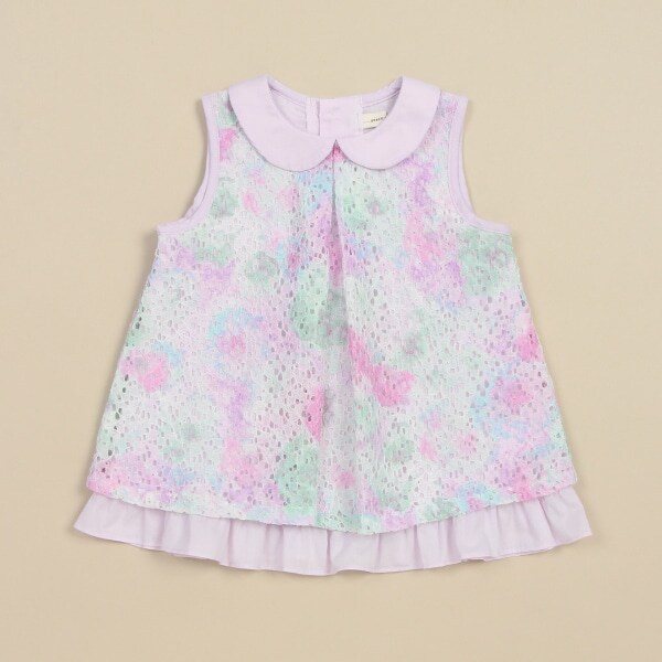 フラワーレース袖無チュニック【日本製】