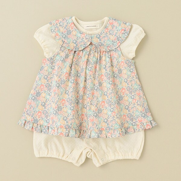 リバティエプロンつきショートオール【日本製】