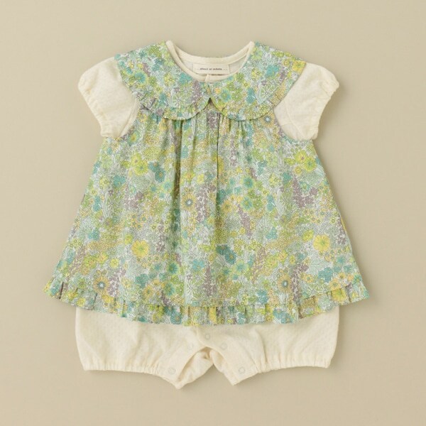 リバティエプロンつきショートオール【日本製】