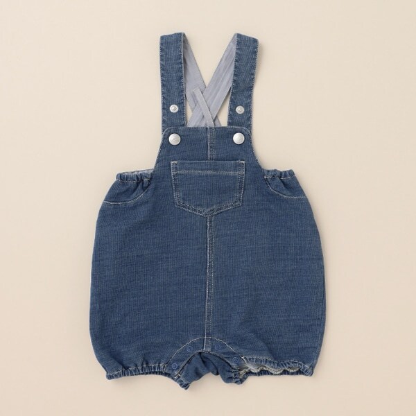 ニットデニムくまポケロンパース