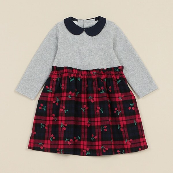 タータンチェックチェリードッキングワンピース