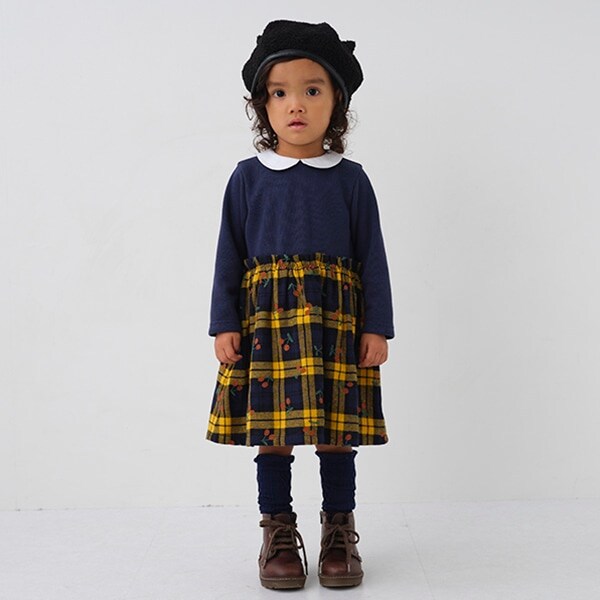 タータンチェックチェリードッキングワンピース