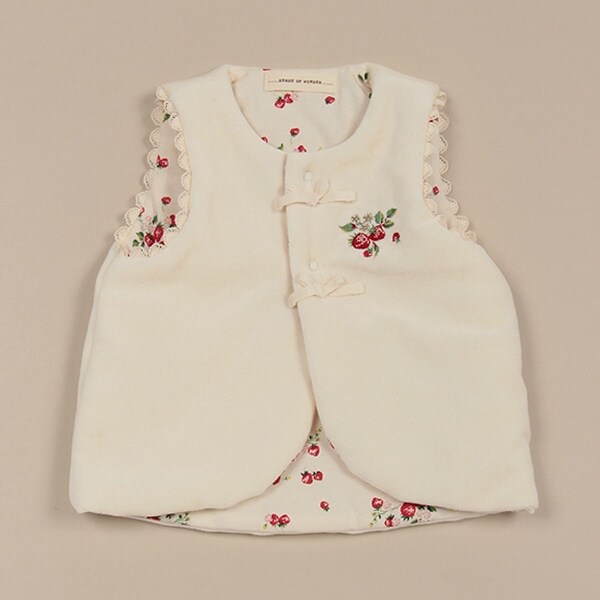 野イチゴ刺しゅうベスト【日本製】