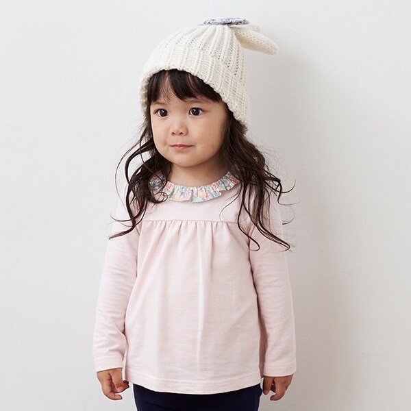 リバティファブリック衿フリルTシャツ【日本製】