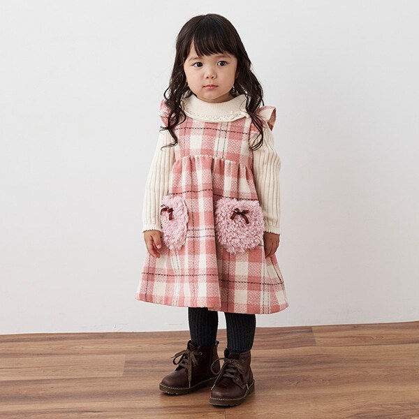 ブロックチェックジャンパースカート