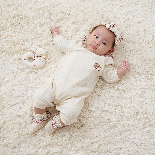 野イチゴ衿フリルNEWBORNウェア【日本製】
