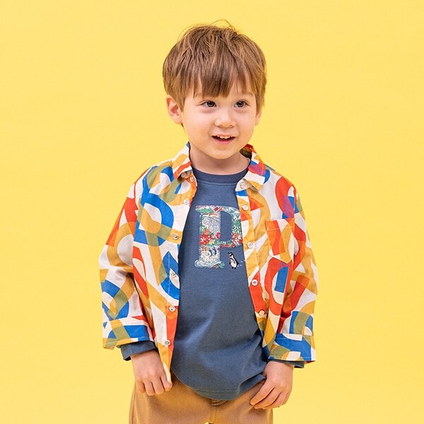 リバティファブリックアップリケ長袖Tシャツ