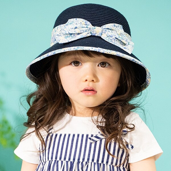 ウォッシャブルブレードリバティファブリックリボン帽子