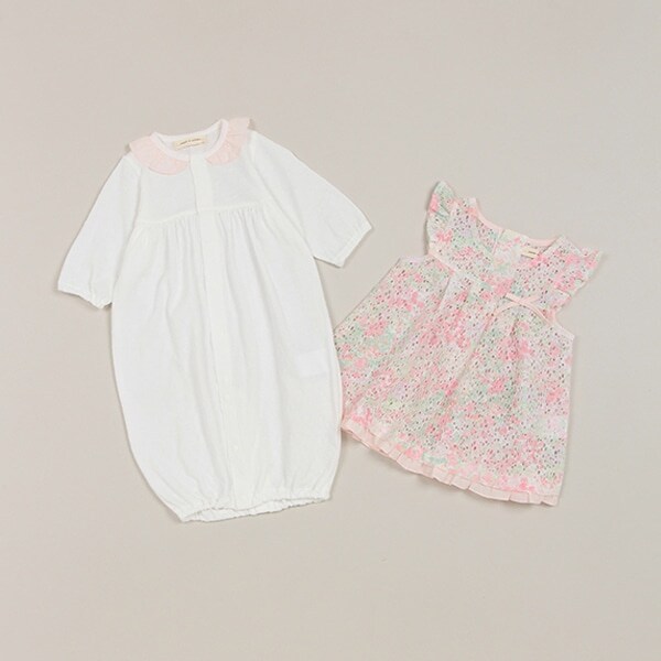 フラワーレースエプロンつき2WAYオール【日本製】