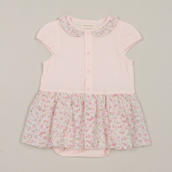 小花柄スカートつきロンパース