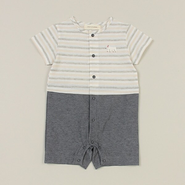 ボーダーシロクマシシュウショートオール【日本製】