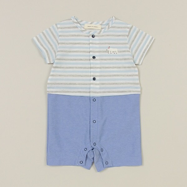 ボーダーシロクマシシュウショートオール【日本製】