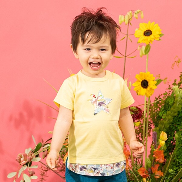 <接触冷感>リバティスターアップリケ半袖Tシャツ