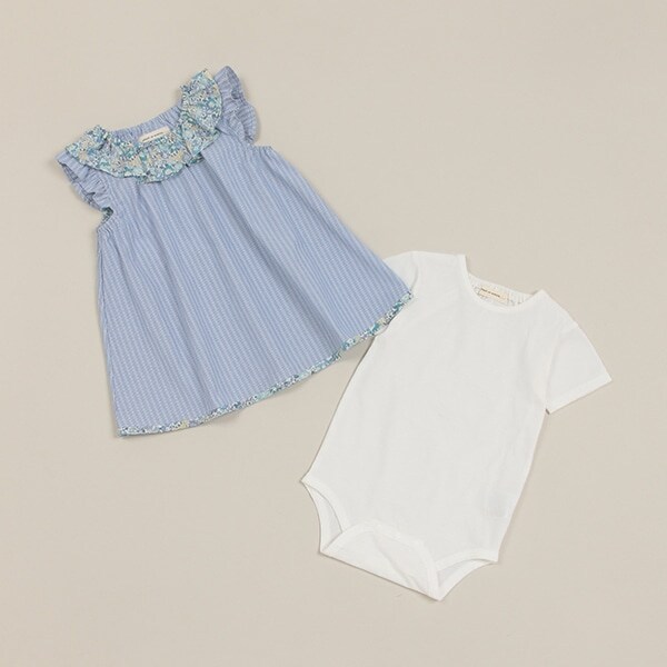 リバティファブリックフリルボディスーツセット