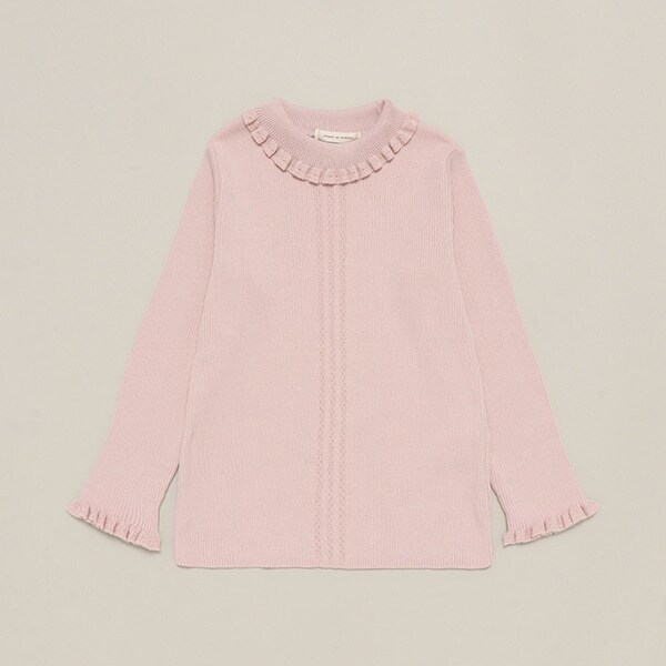 フリル衿リブセーター