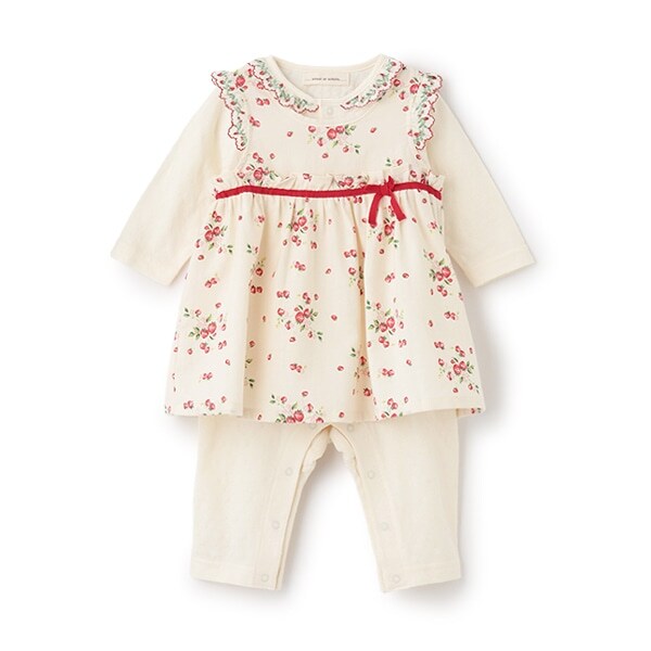 【オーガニック】野イチゴエプロン付カバーオール